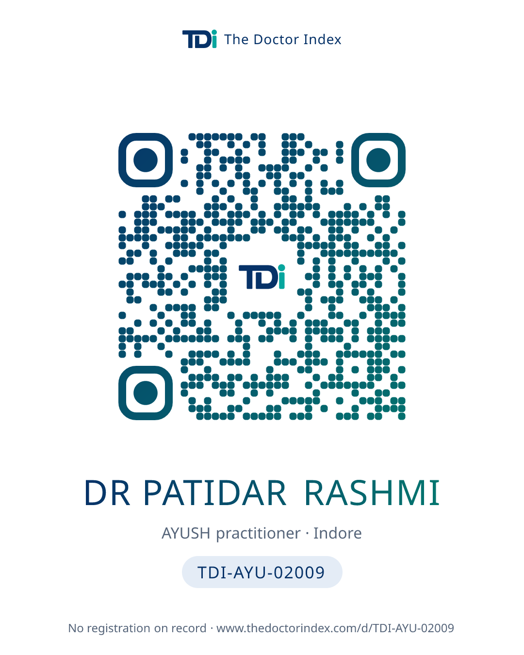 QR card for Dr Patidar Rashmi, TDI-AYU-02009