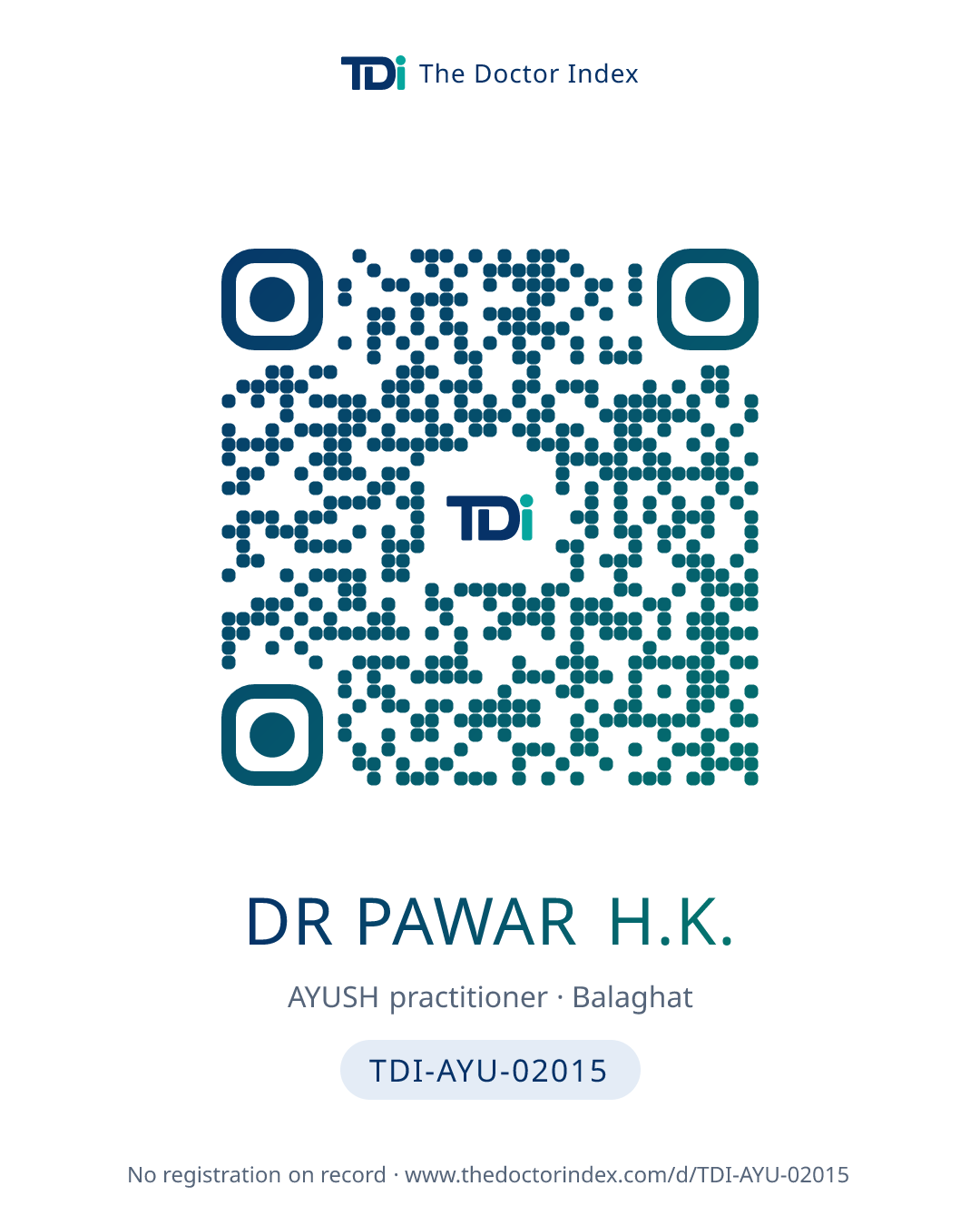 QR card for Dr Pawar H.K., TDI-AYU-02015