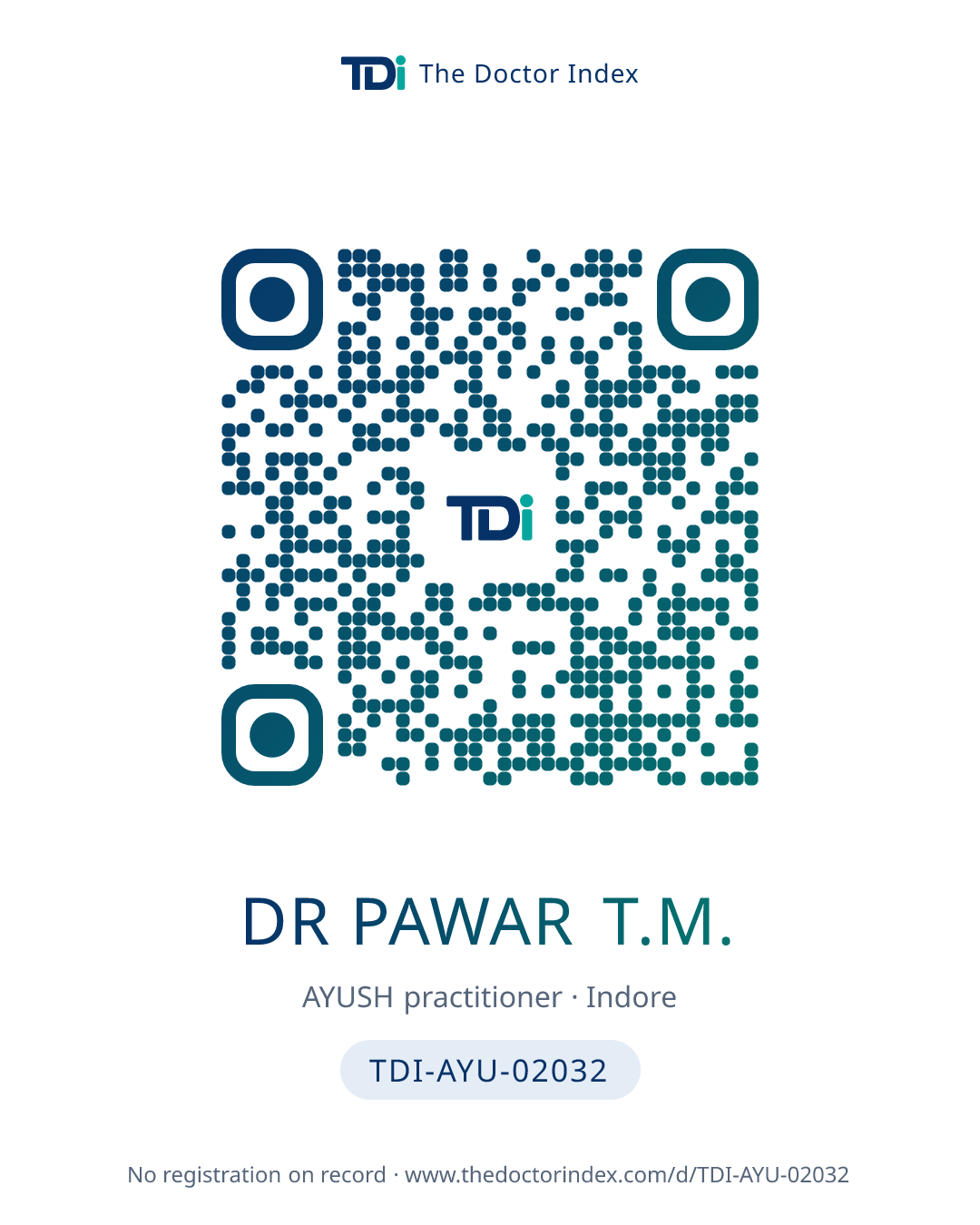 QR card for Dr Pawar T.M., TDI-AYU-02032
