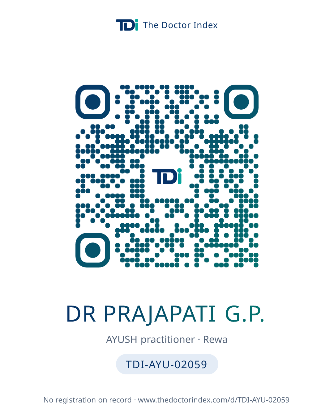QR card for Dr Prajapati G.P., TDI-AYU-02059