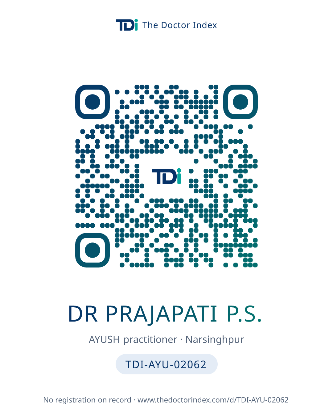 QR card for Dr Prajapati P.S., TDI-AYU-02062