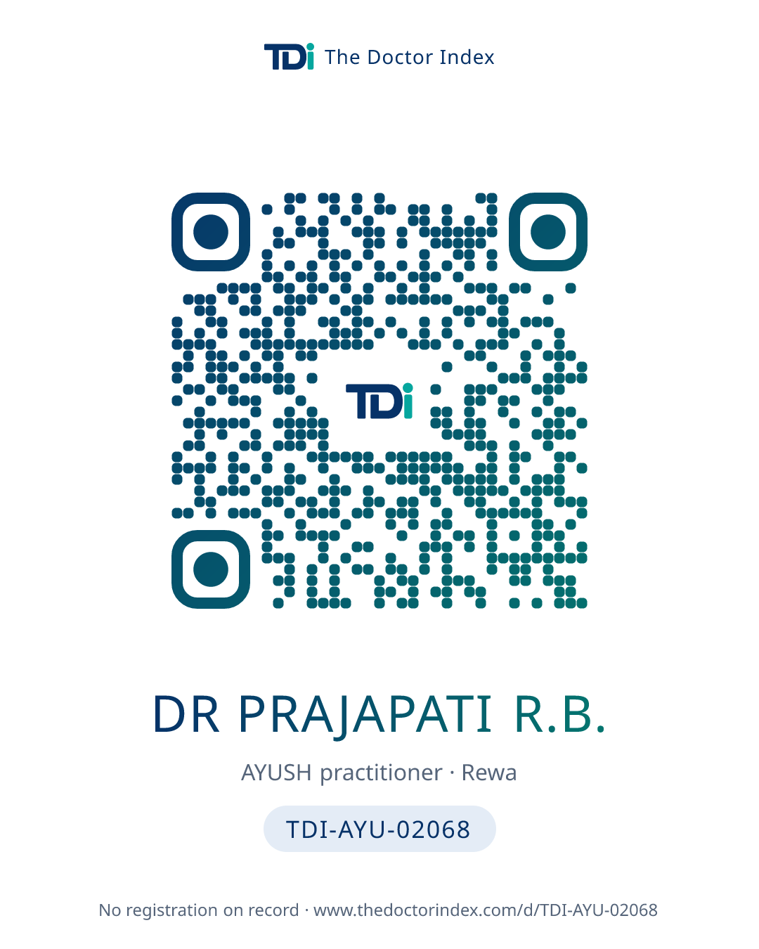 QR card for Dr Prajapati R.B., TDI-AYU-02068