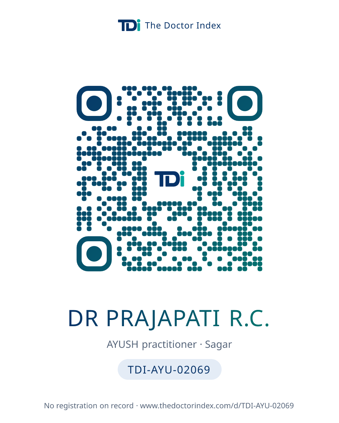QR card for Dr Prajapati R.C., TDI-AYU-02069