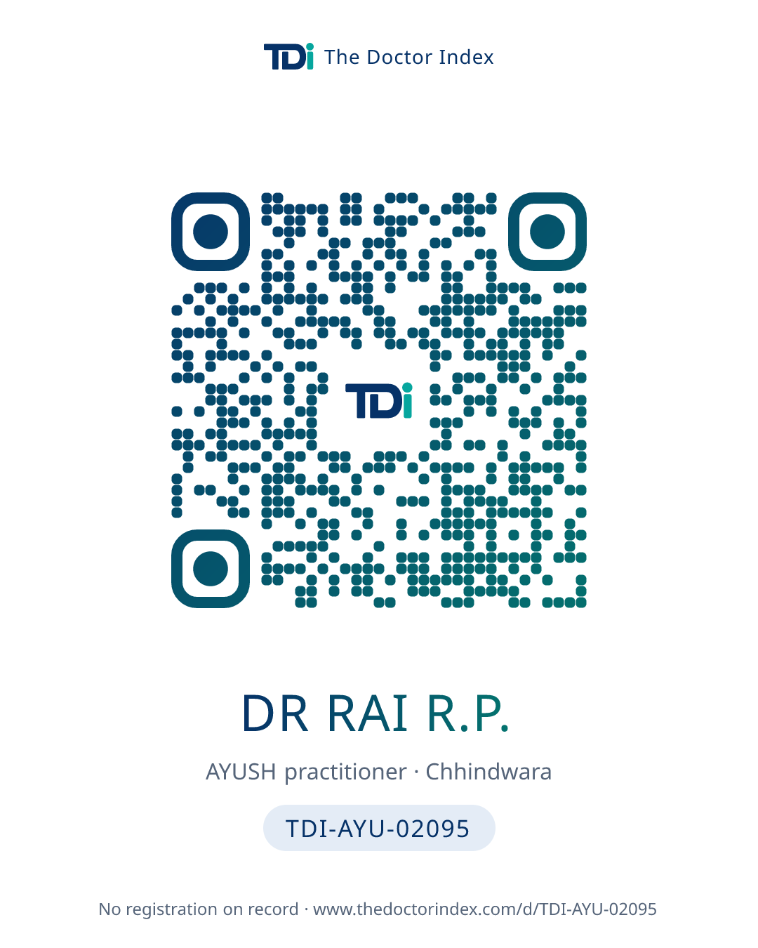 QR card for Dr Rai R.P., TDI-AYU-02095