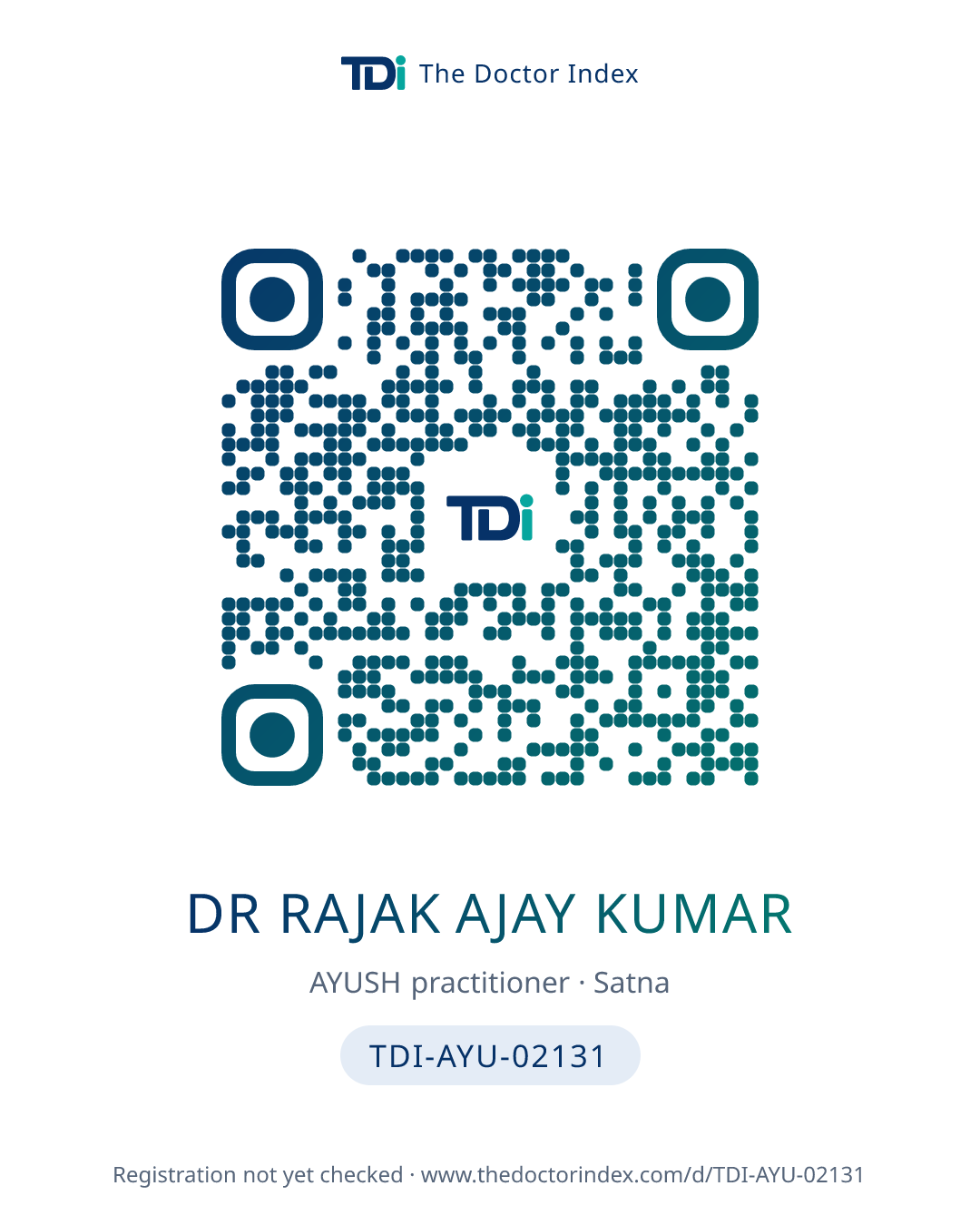 QR card for Dr Rajak Ajay Kumar, TDI-AYU-02131