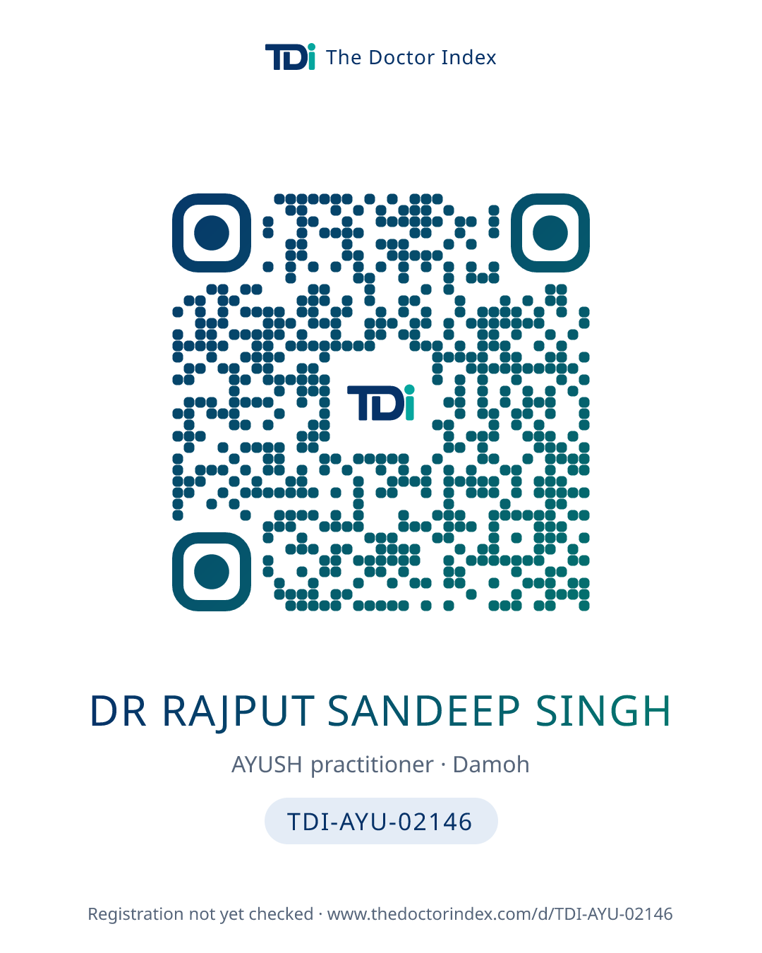 QR card for Dr Rajput Sandeep Singh, TDI-AYU-02146