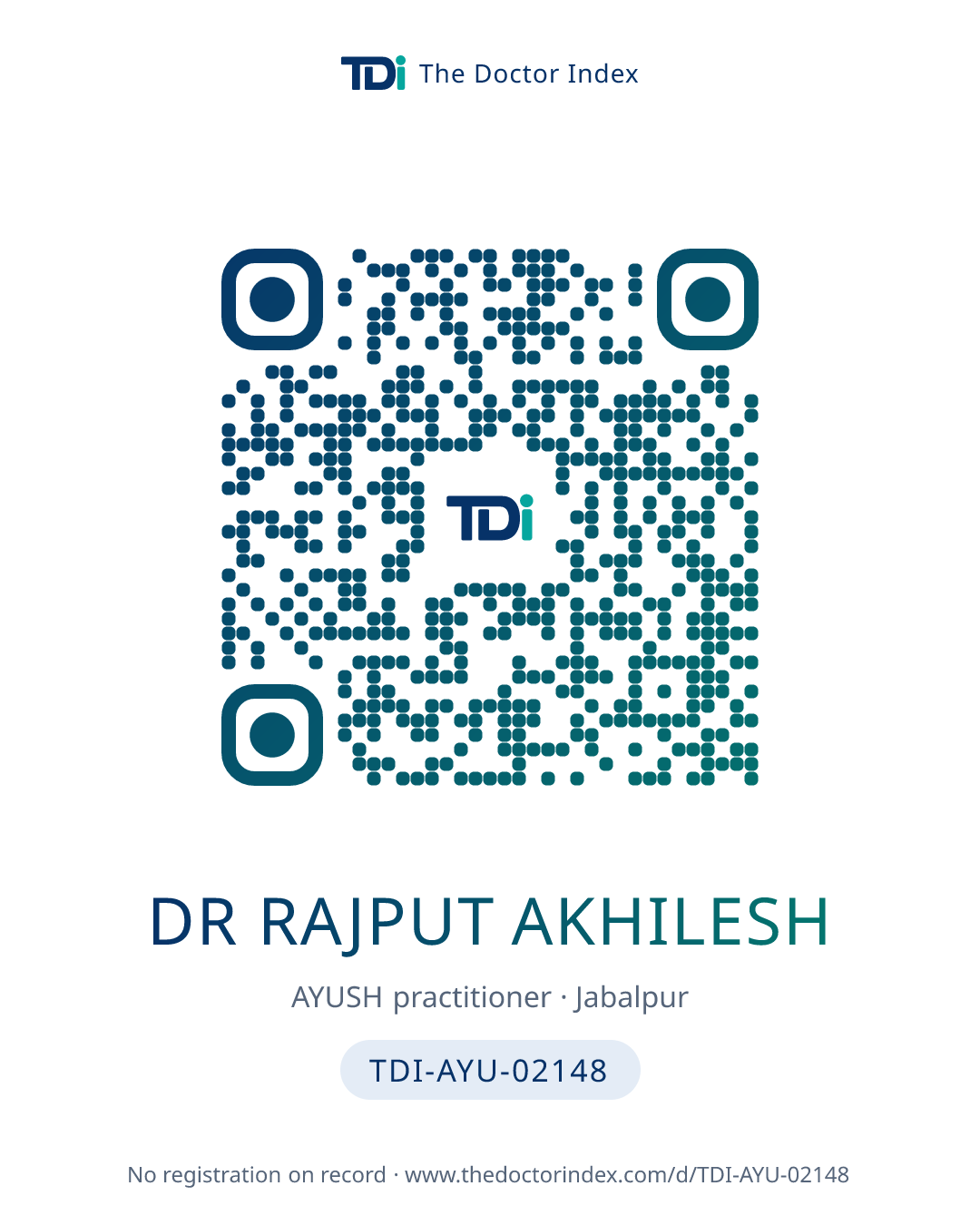 QR card for Dr Rajput Akhilesh, TDI-AYU-02148