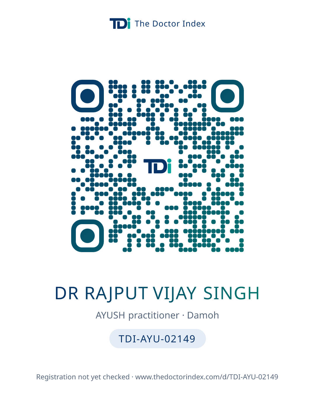 QR card for Dr Rajput Vijay Singh, TDI-AYU-02149