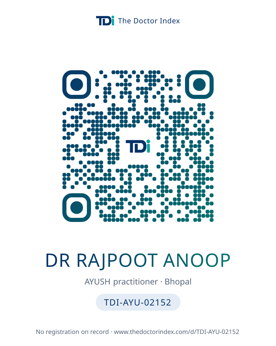 QR card for Dr Rajpoot Anoop, TDI-AYU-02152