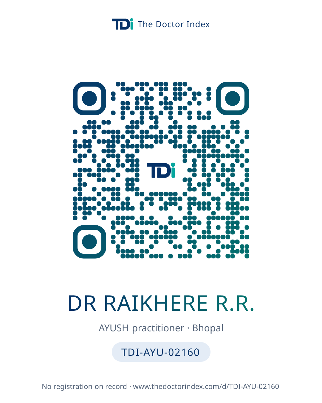 QR card for Dr Raikhere R.R., TDI-AYU-02160
