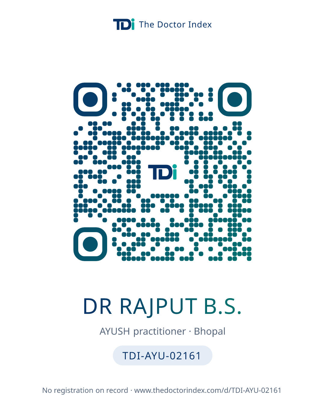 QR card for Dr Rajput B.S., TDI-AYU-02161