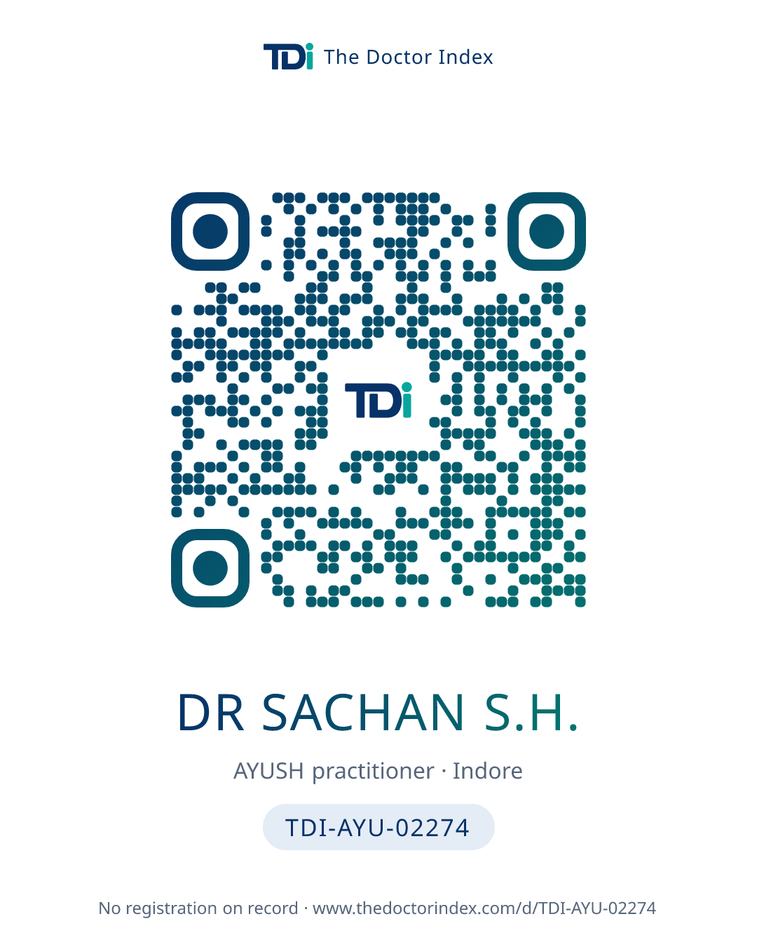 QR card for Dr Sachan S.H., TDI-AYU-02274