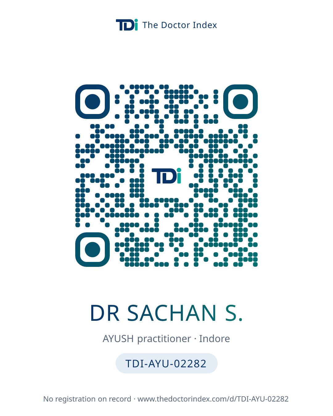 QR card for Dr Sachan S., TDI-AYU-02282