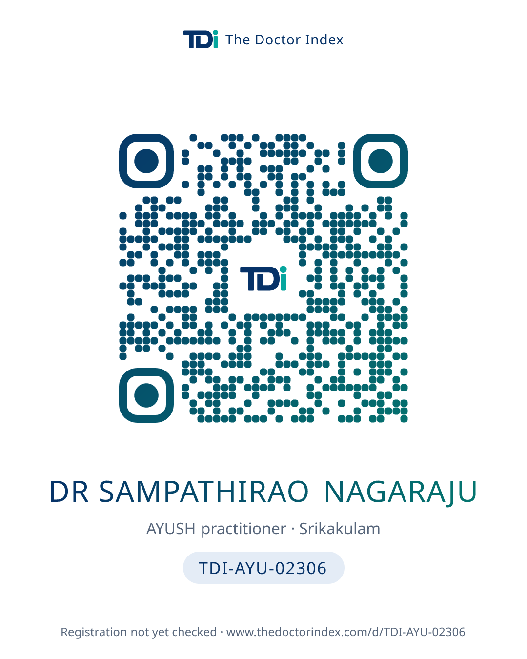 QR card for Dr Sampathirao Nagaraju, TDI-AYU-02306