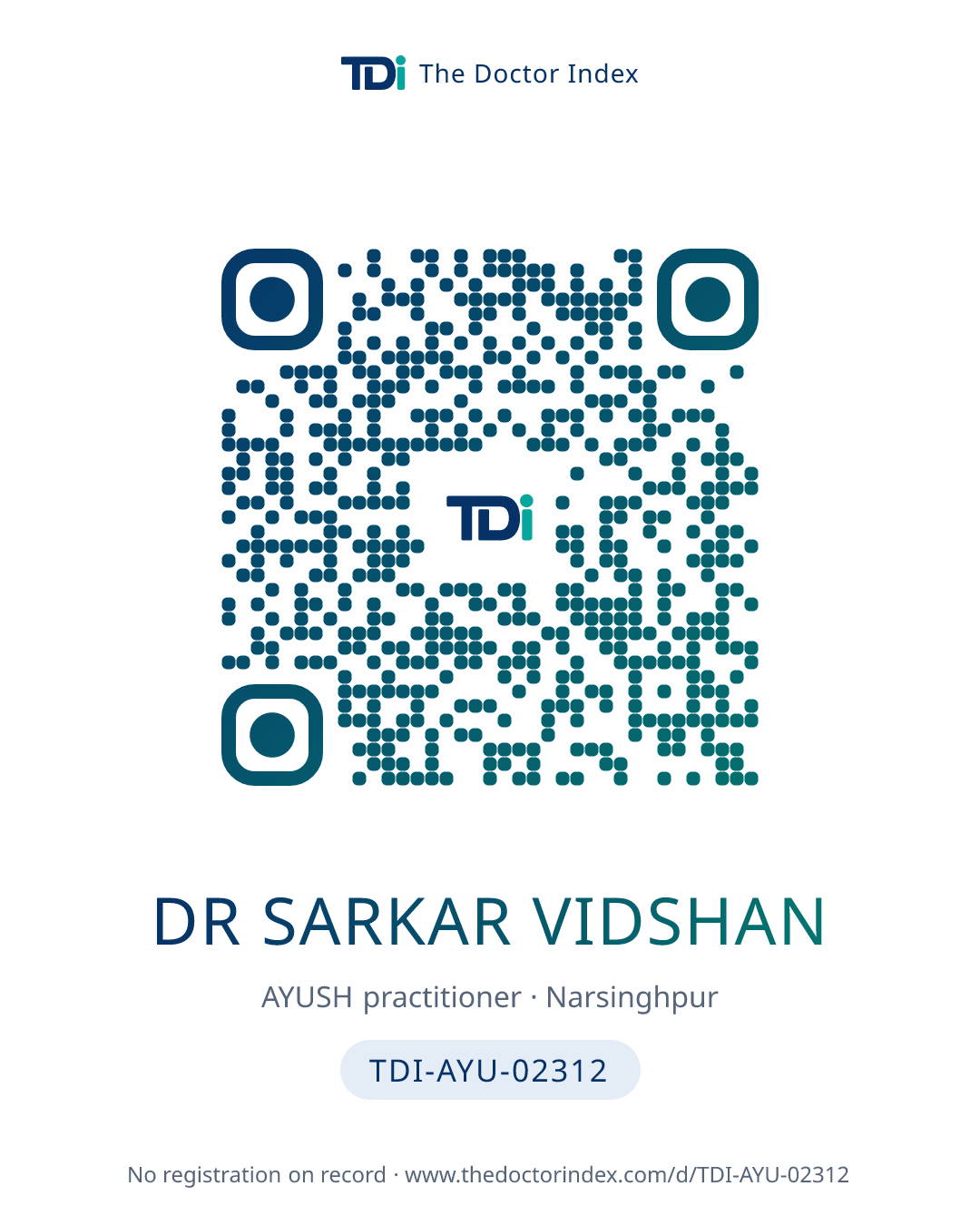 QR card for Dr Sarkar Vidshan, TDI-AYU-02312