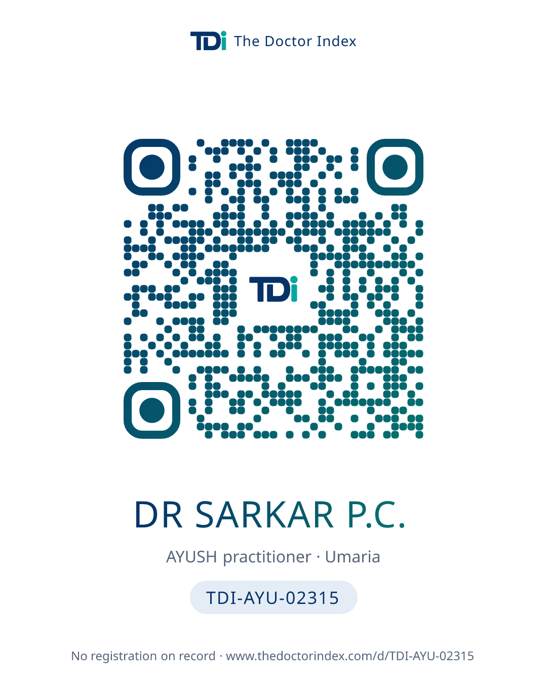 QR card for Dr Sarkar P.C., TDI-AYU-02315