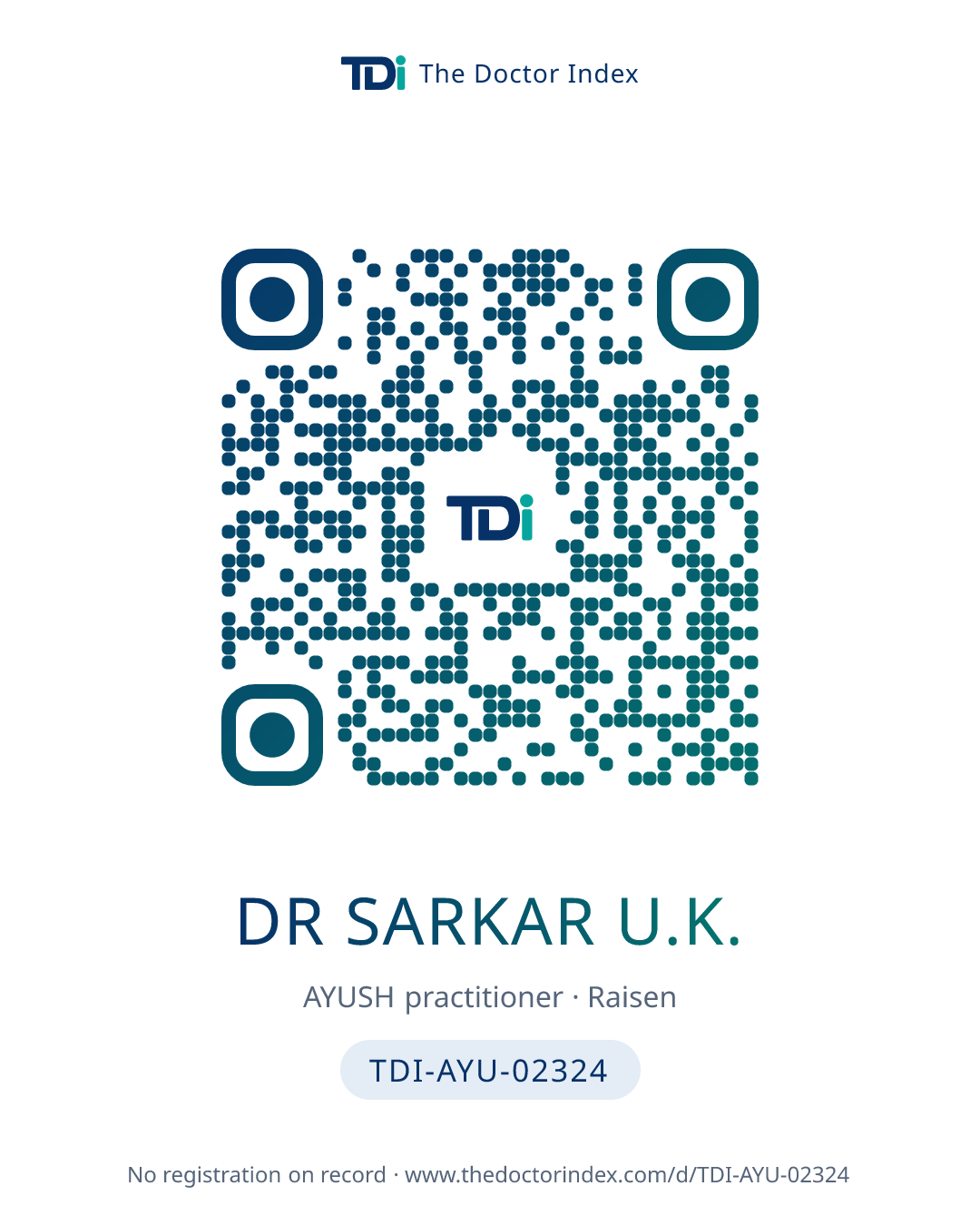 QR card for Dr Sarkar U.K., TDI-AYU-02324