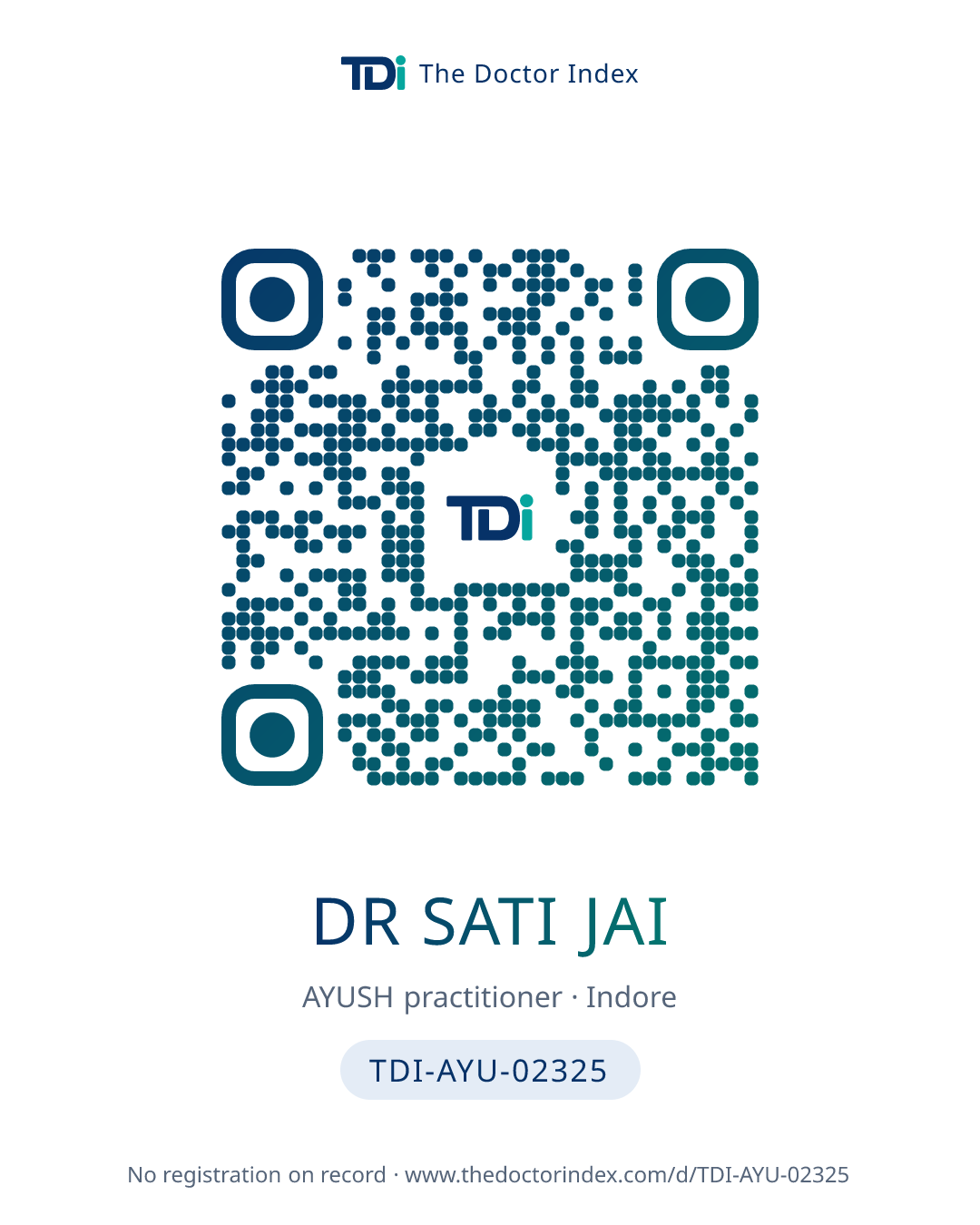 QR card for Dr Sati Jai, TDI-AYU-02325