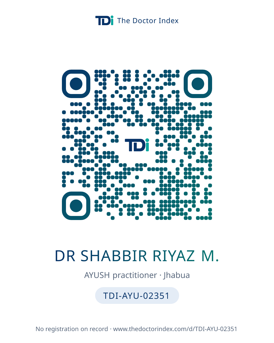 QR card for Dr Shabbir Riyaz M., TDI-AYU-02351