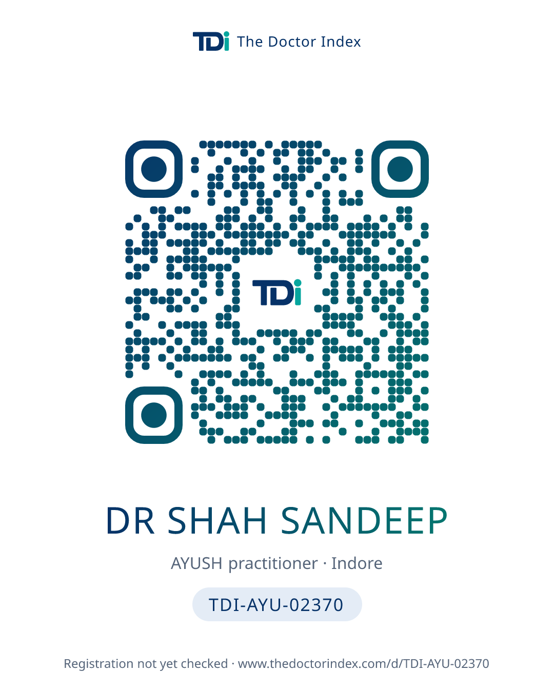 QR card for Dr Shah Sandeep, TDI-AYU-02370