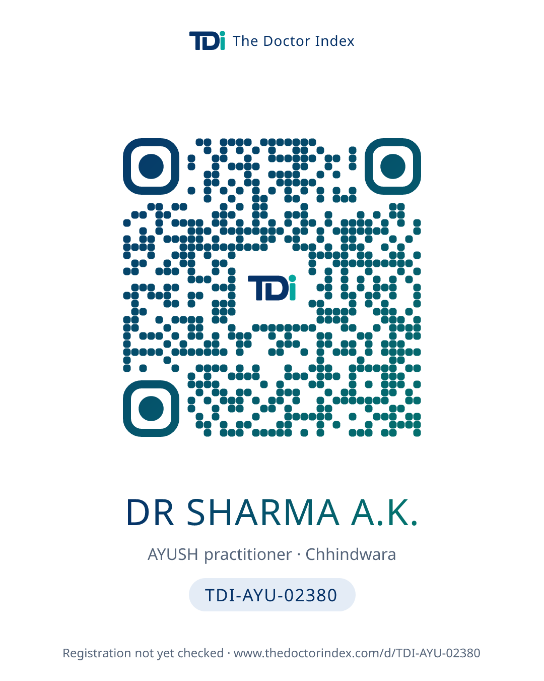 QR card for Dr Sharma A.K., TDI-AYU-02380