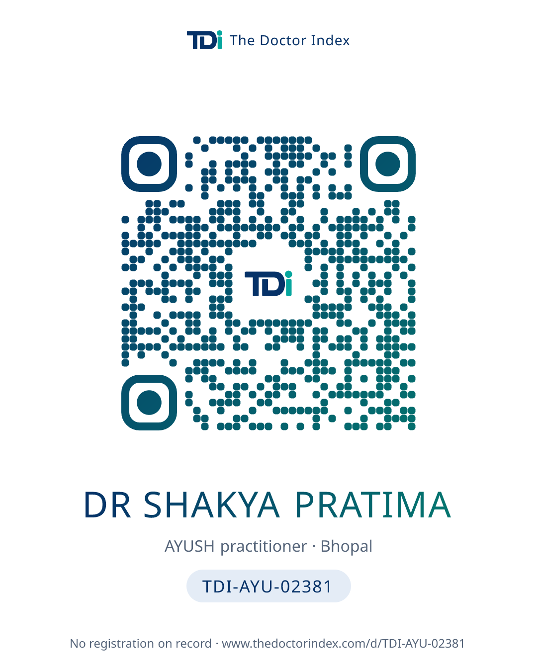 QR card for Dr Shakya Pratima, TDI-AYU-02381