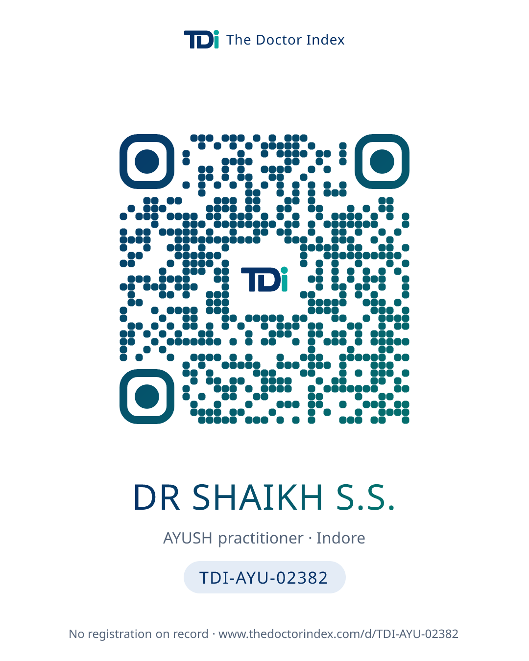 QR card for Dr Shaikh S.S., TDI-AYU-02382