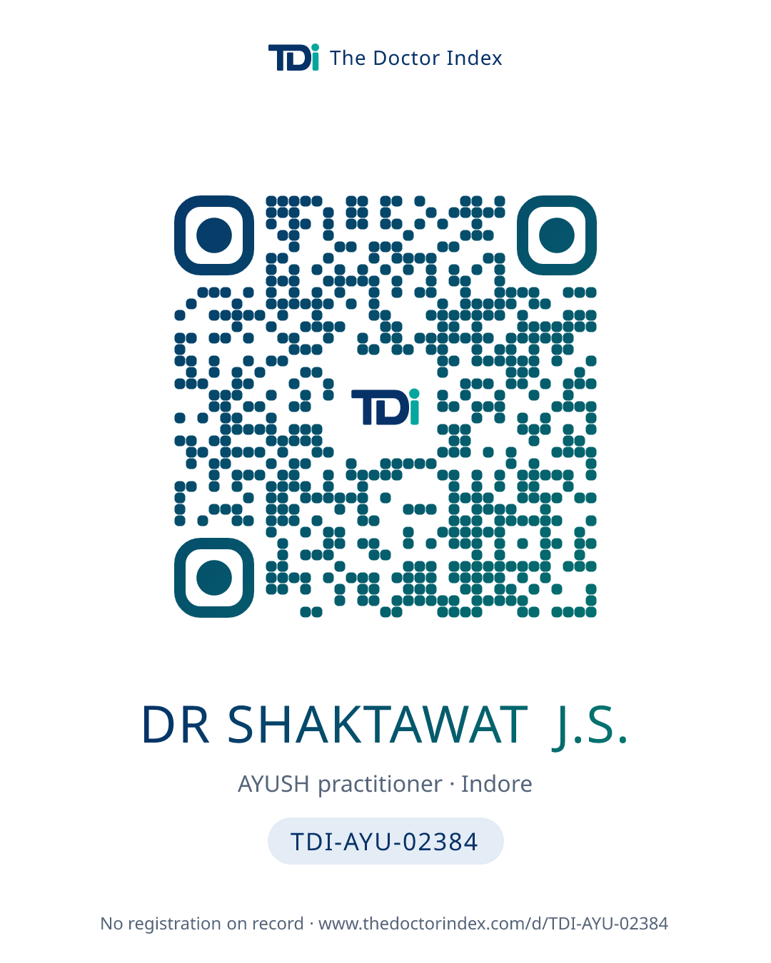 QR card for Dr Shaktawat J.S., TDI-AYU-02384