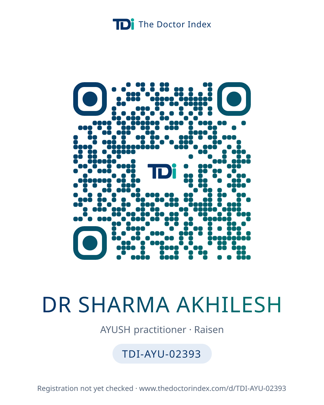 QR card for Dr Sharma Akhilesh, TDI-AYU-02393