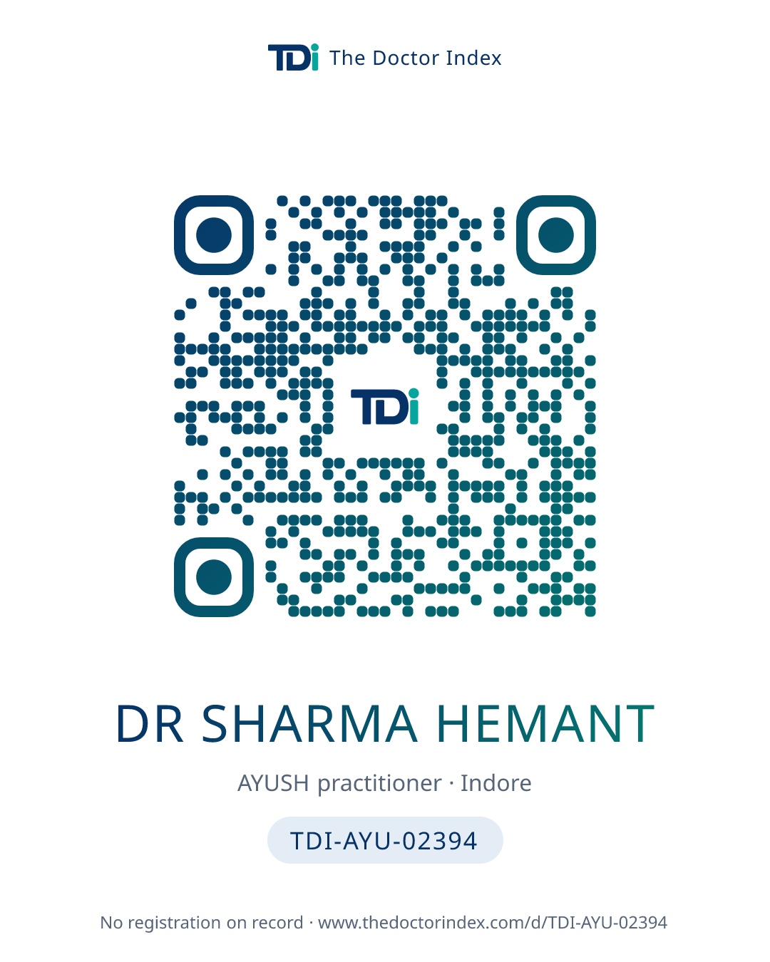 QR card for Dr Sharma Hemant, TDI-AYU-02394