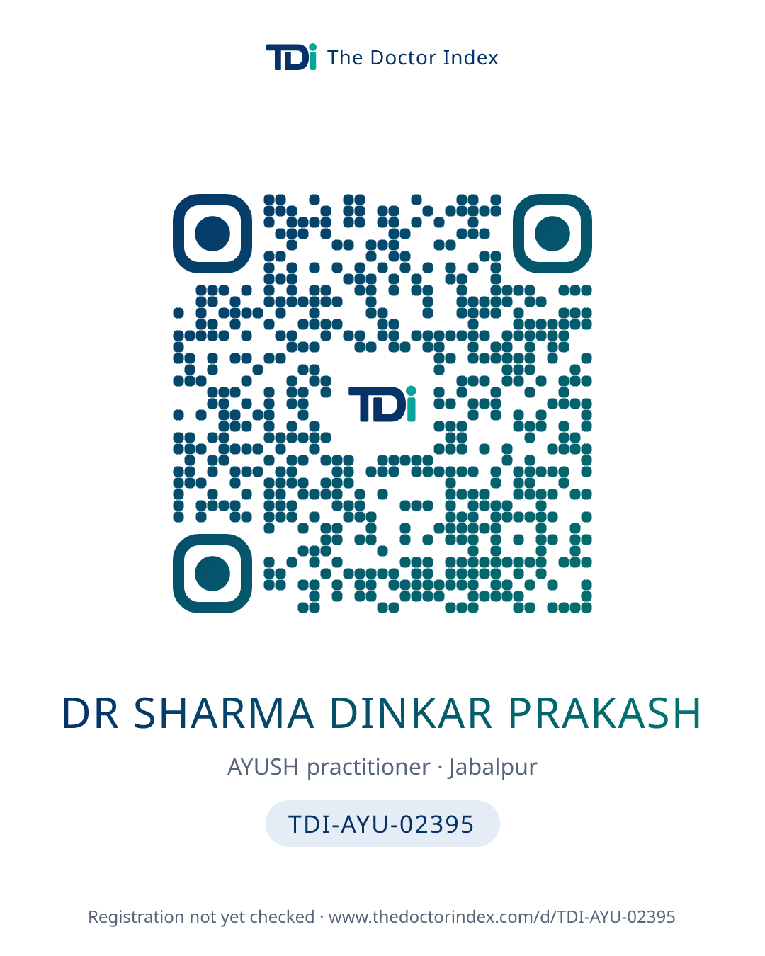 QR card for Dr Sharma Dinkar Prakash, TDI-AYU-02395