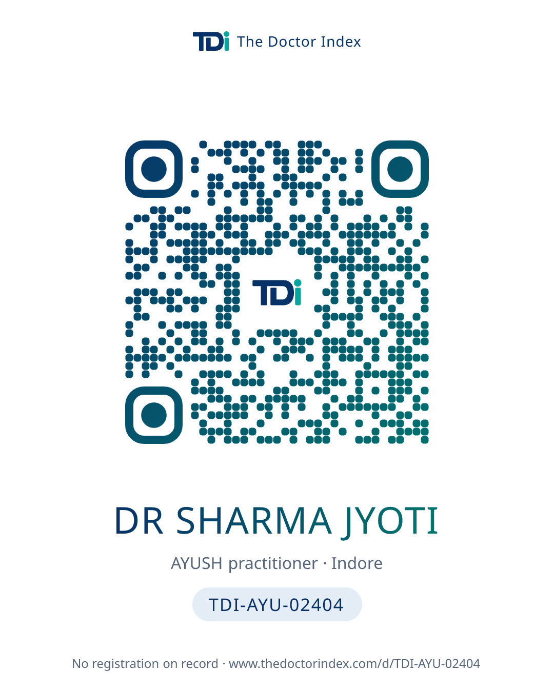 QR card for Dr Sharma Jyoti, TDI-AYU-02404