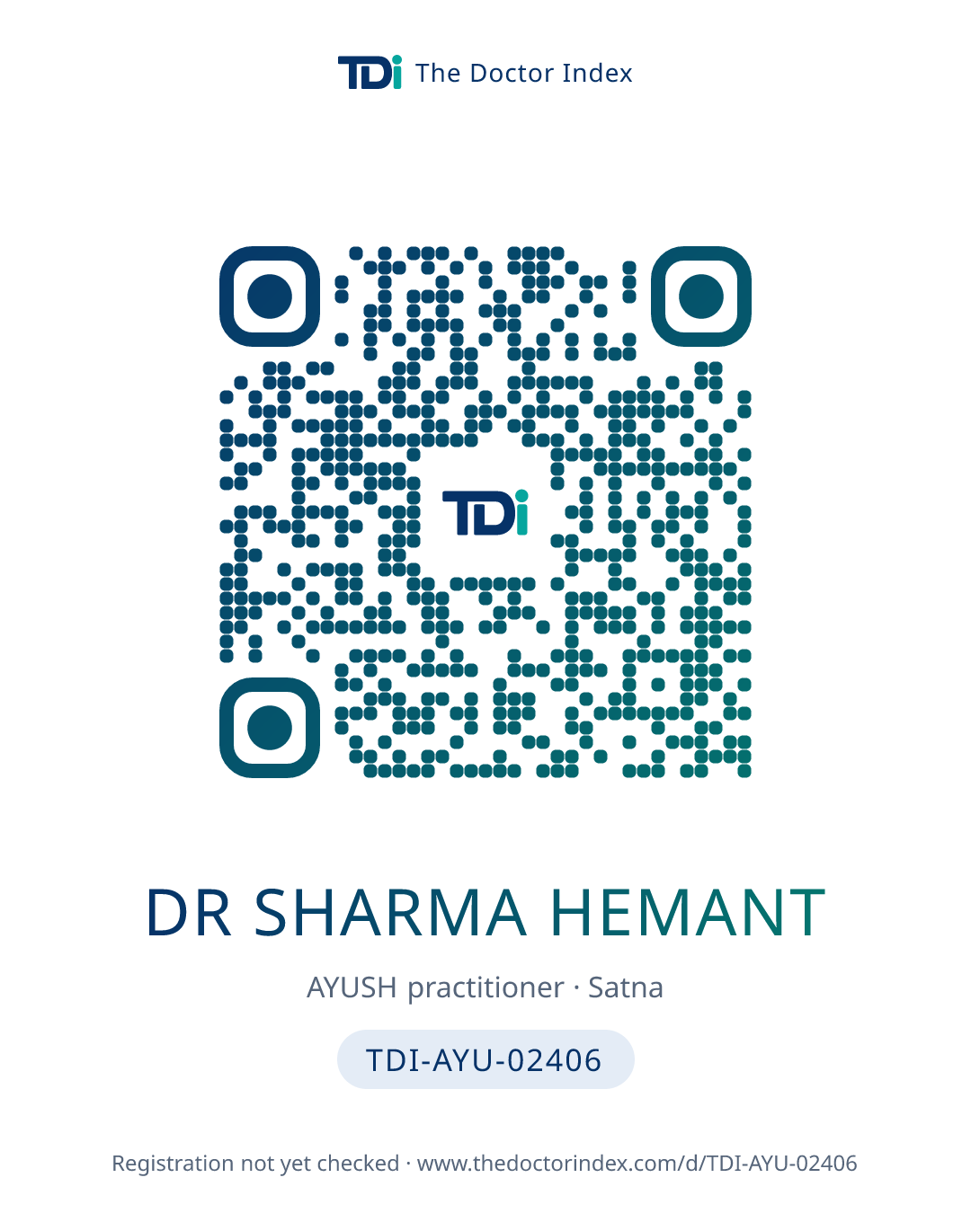 QR card for Dr Sharma Hemant, TDI-AYU-02406