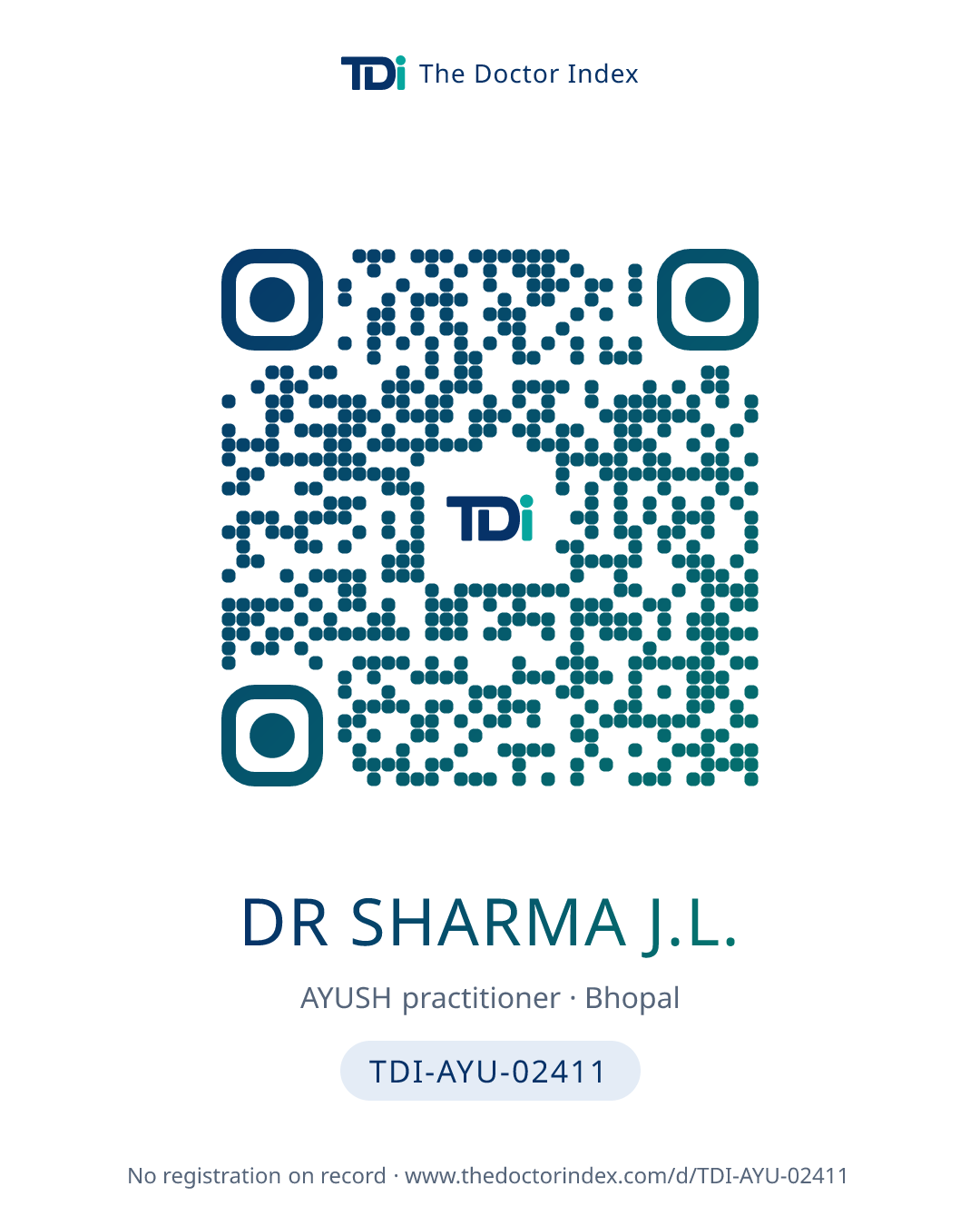 QR card for Dr Sharma J.L., TDI-AYU-02411