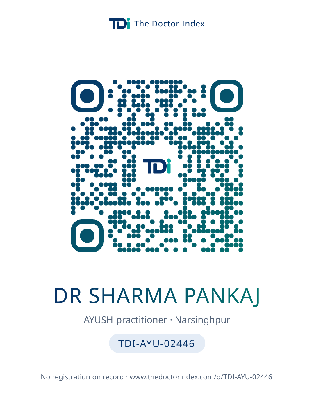 QR card for Dr Sharma Pankaj, TDI-AYU-02446