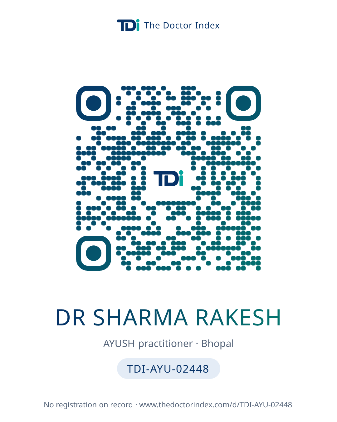 QR card for Dr Sharma Rakesh, TDI-AYU-02448