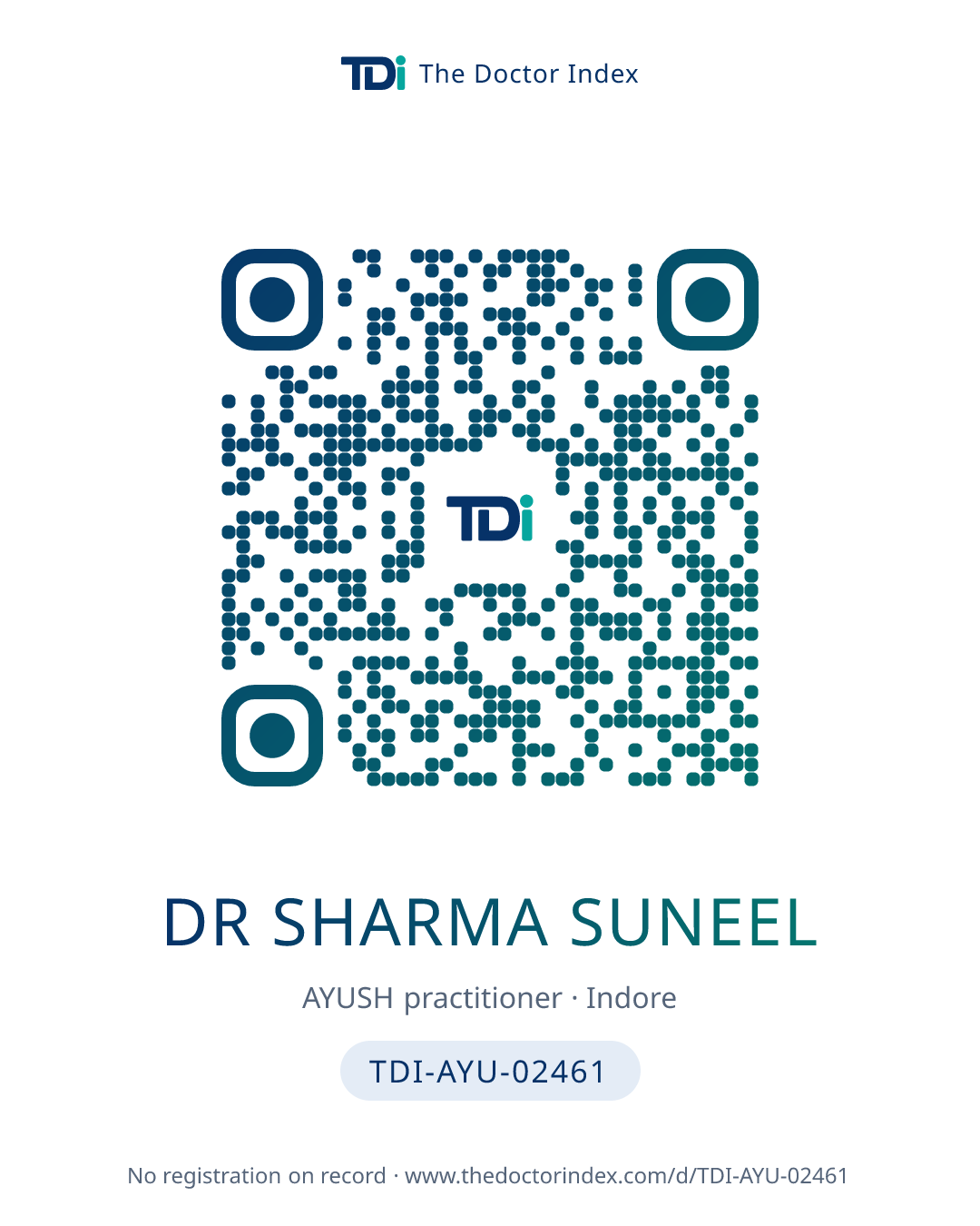 QR card for Dr Sharma Suneel, TDI-AYU-02461