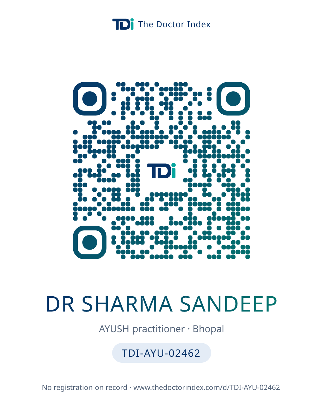 QR card for Dr Sharma Sandeep, TDI-AYU-02462