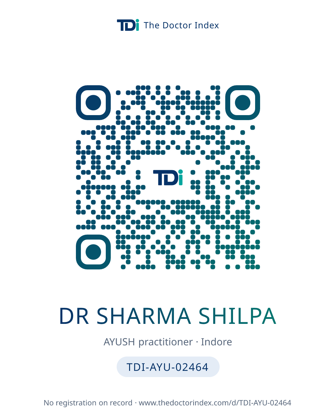 QR card for Dr Sharma Shilpa, TDI-AYU-02464