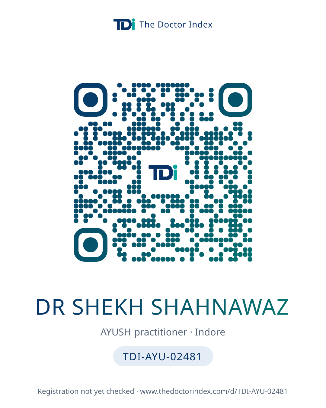 QR card for Dr Shekh Shahnawaz, TDI-AYU-02481