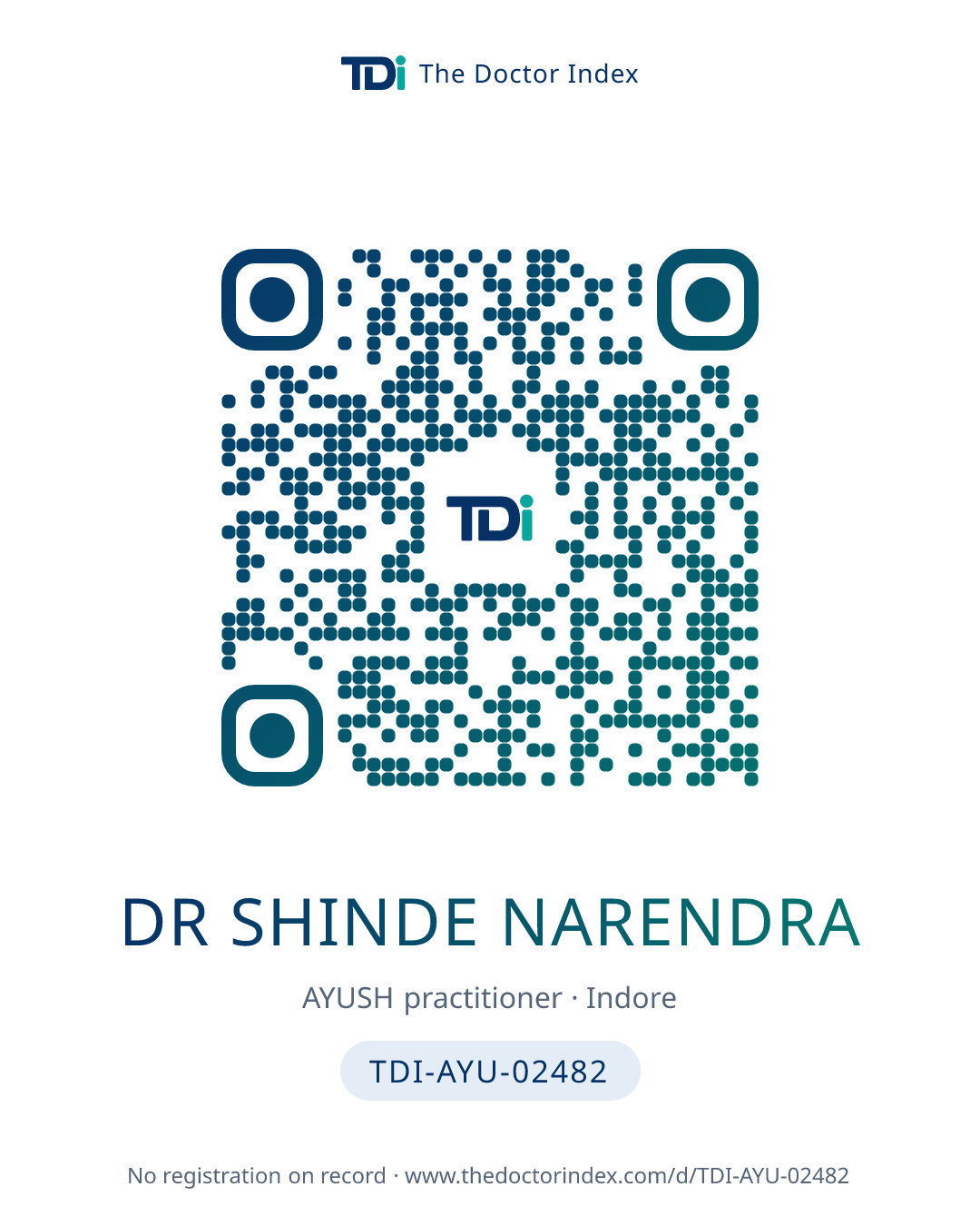 QR card for Dr Shinde Narendra, TDI-AYU-02482
