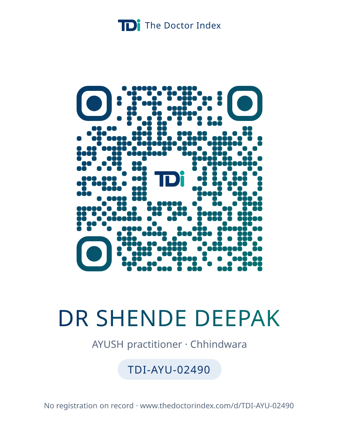 QR card for Dr Shende Deepak, TDI-AYU-02490
