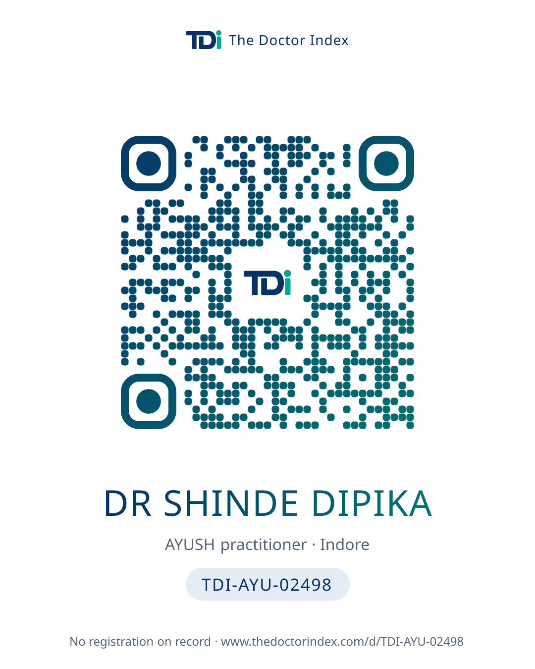 QR card for Dr Shinde Dipika, TDI-AYU-02498