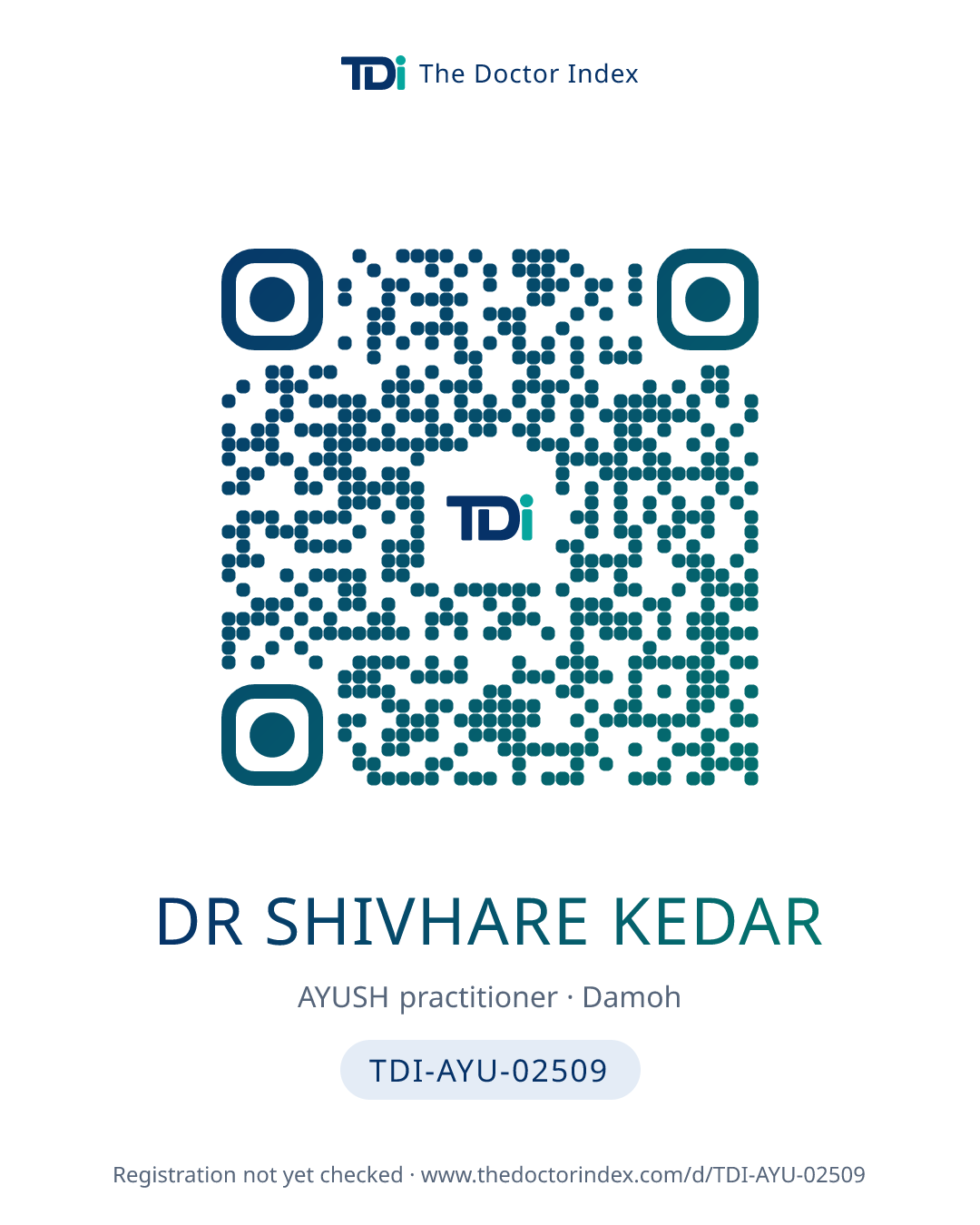 QR card for Dr Shivhare Kedar, TDI-AYU-02509
