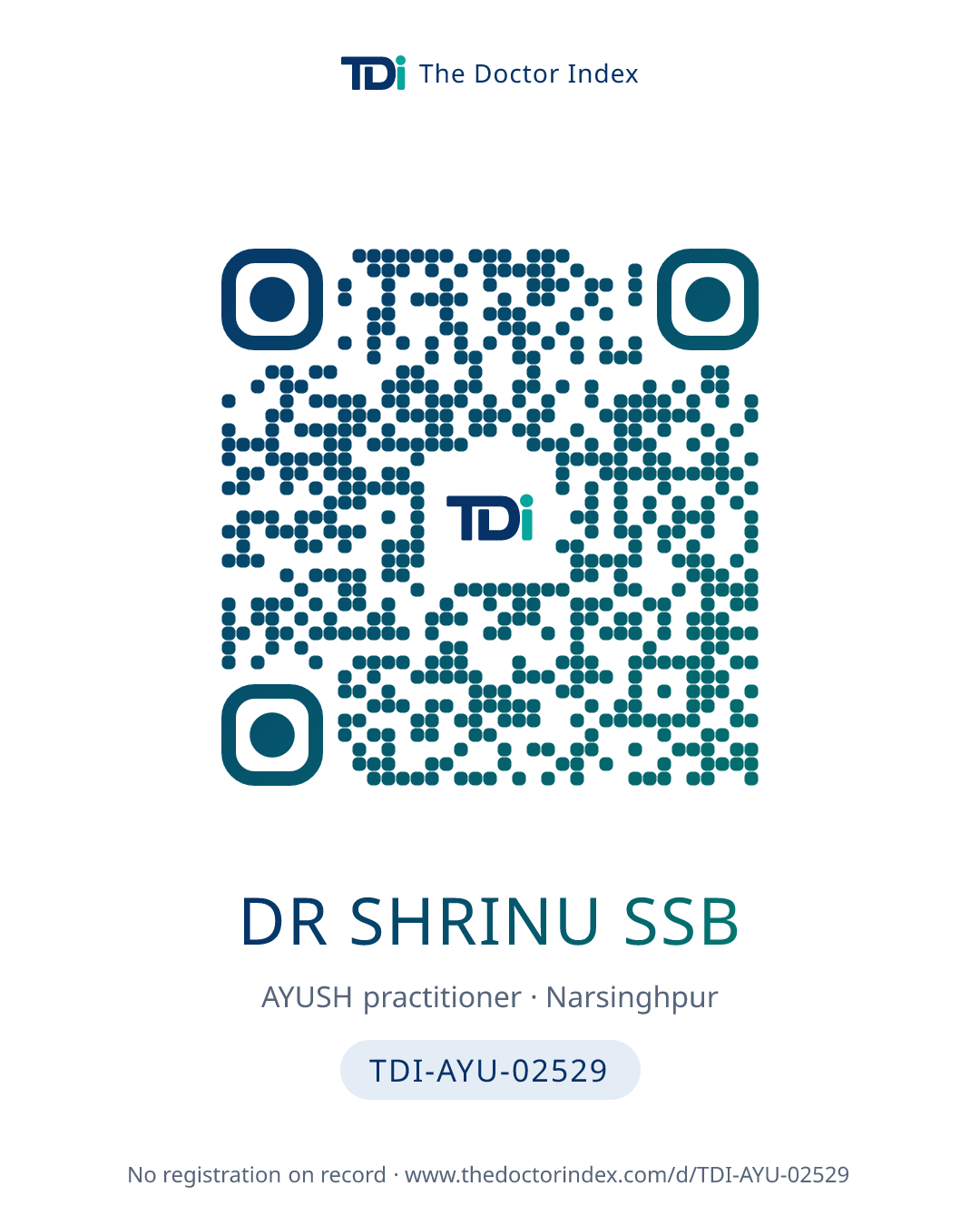 QR card for Dr Shrinu Ssb, TDI-AYU-02529