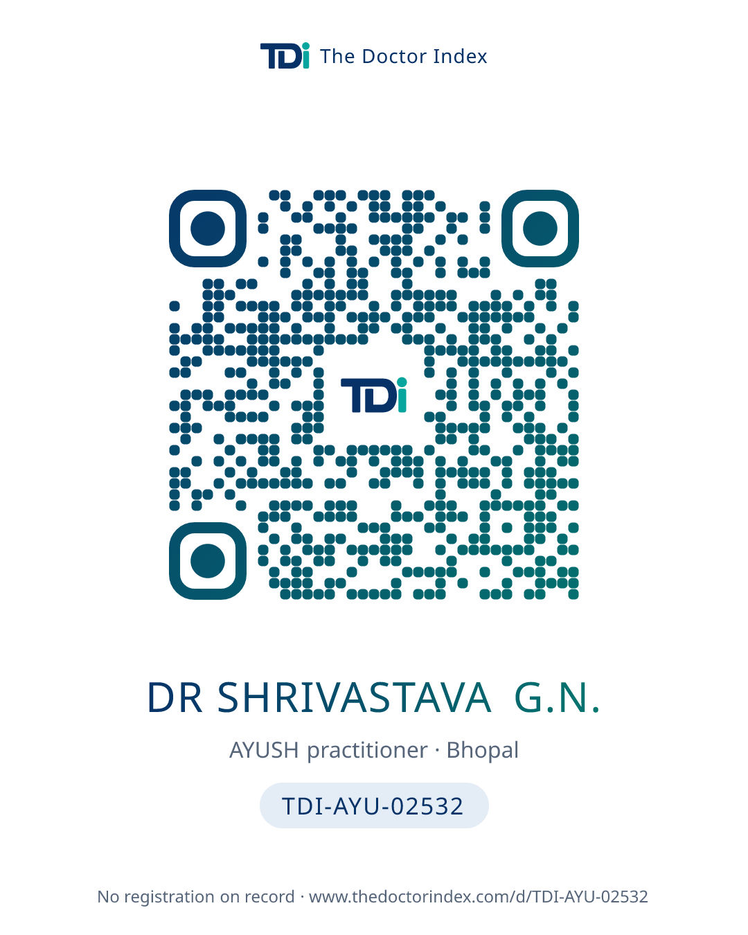 QR card for Dr Shrivastava G.N., TDI-AYU-02532