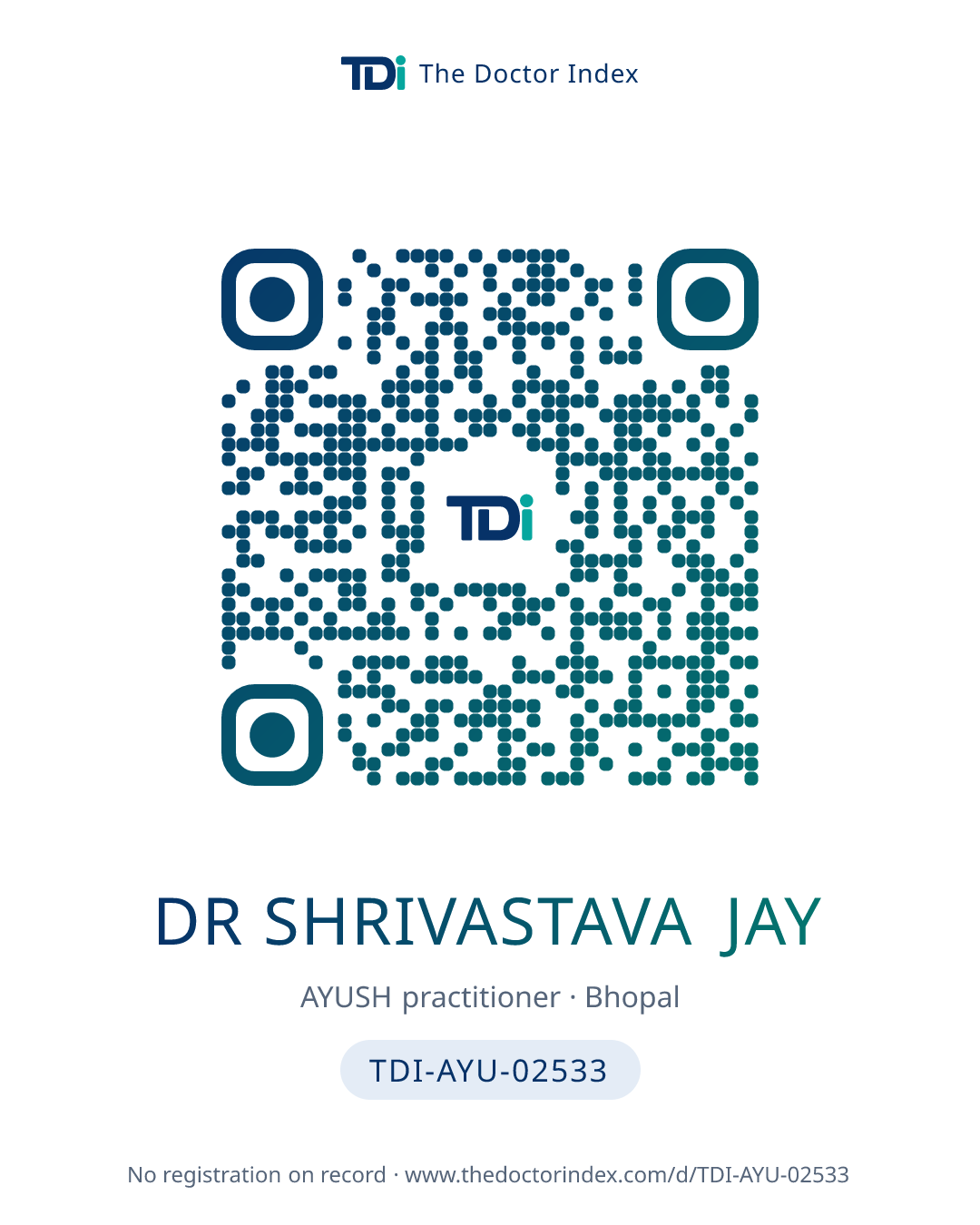 QR card for Dr Shrivastava Jay, TDI-AYU-02533