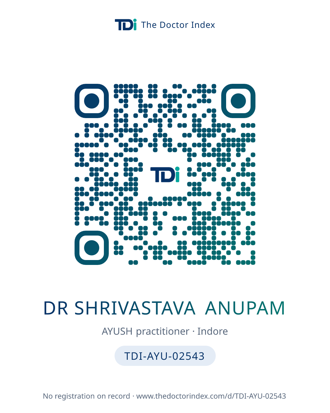 QR card for Dr Shrivastava Anupam, TDI-AYU-02543