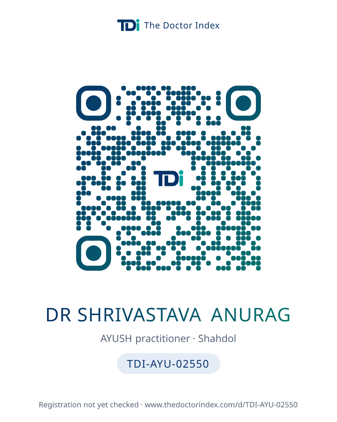QR card for Dr Shrivastava Anurag, TDI-AYU-02550