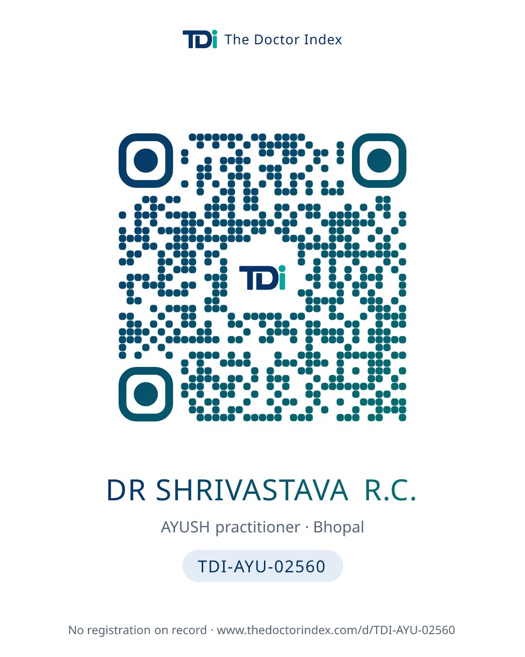 QR card for Dr Shrivastava R.C., TDI-AYU-02560